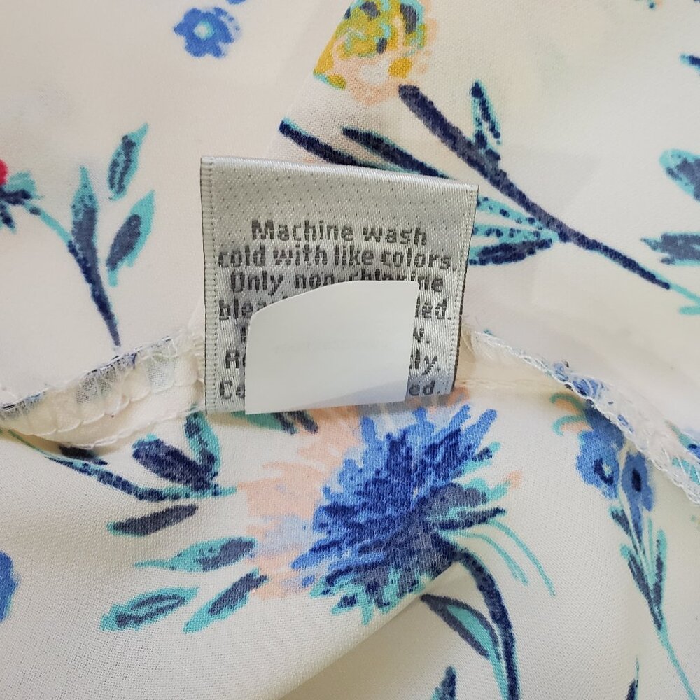 LC Lauren Conrad Cream Floral Pleat Neck Blouse XL - Picture 6 of 6